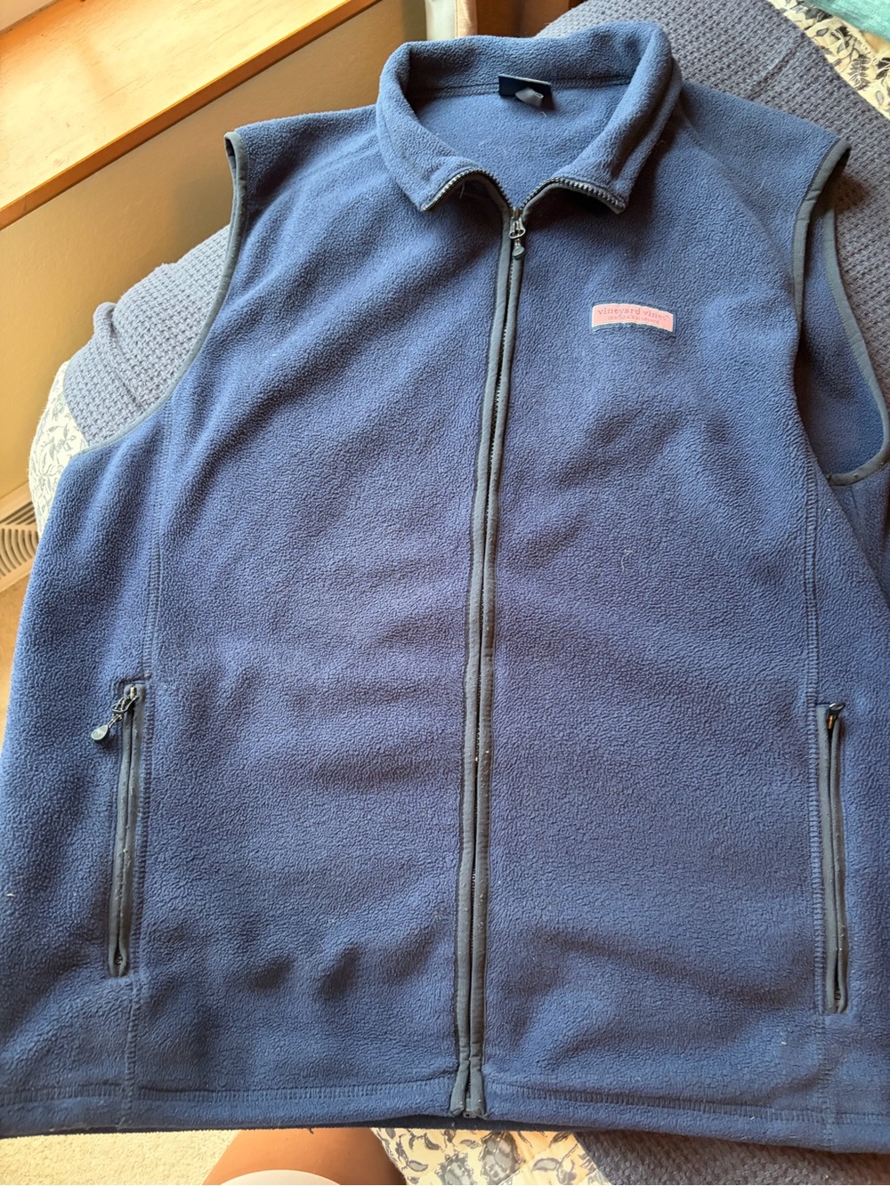 Vineyard Vines Navy Fleece Full-Zip Vest